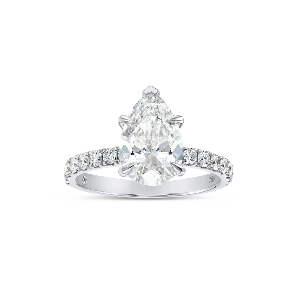 2 Carat Lab Grown Diamond Band Engagement Ring - Pear Diamond
