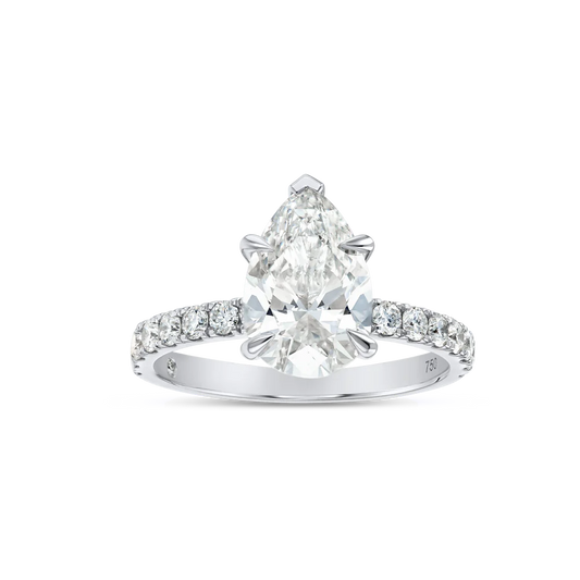 2 Carat Lab Grown Diamond Band Engagement Ring - Pear Diamond