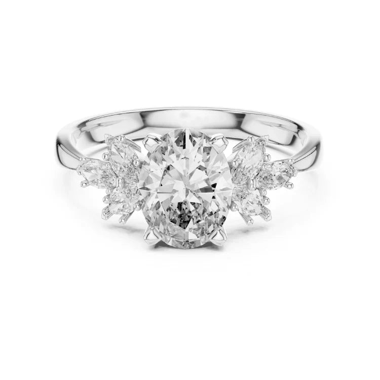 Floral-Inspired Oval Diamond Engagement Ring