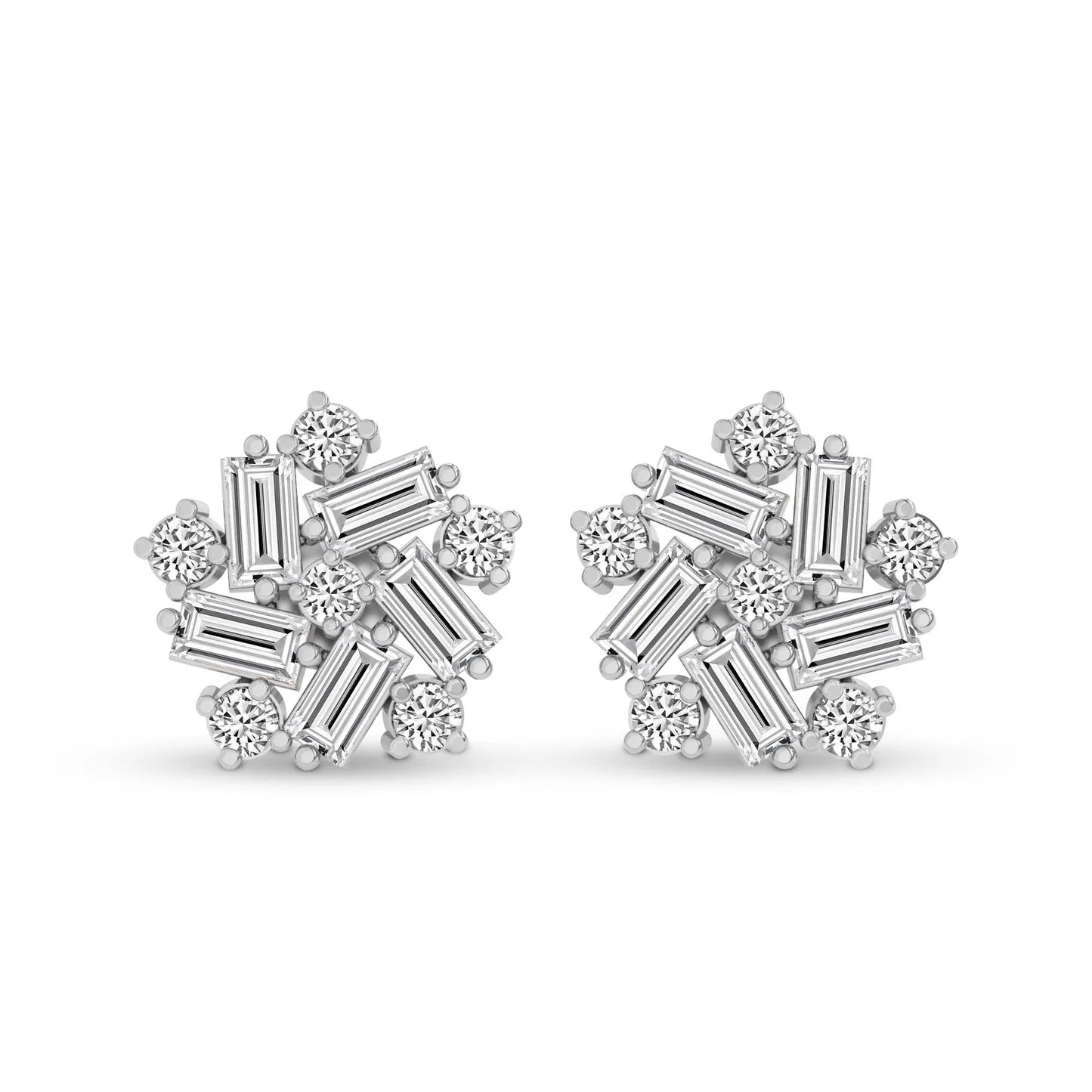 Peony Flower Fashion Lab Diamond Stud Earrings