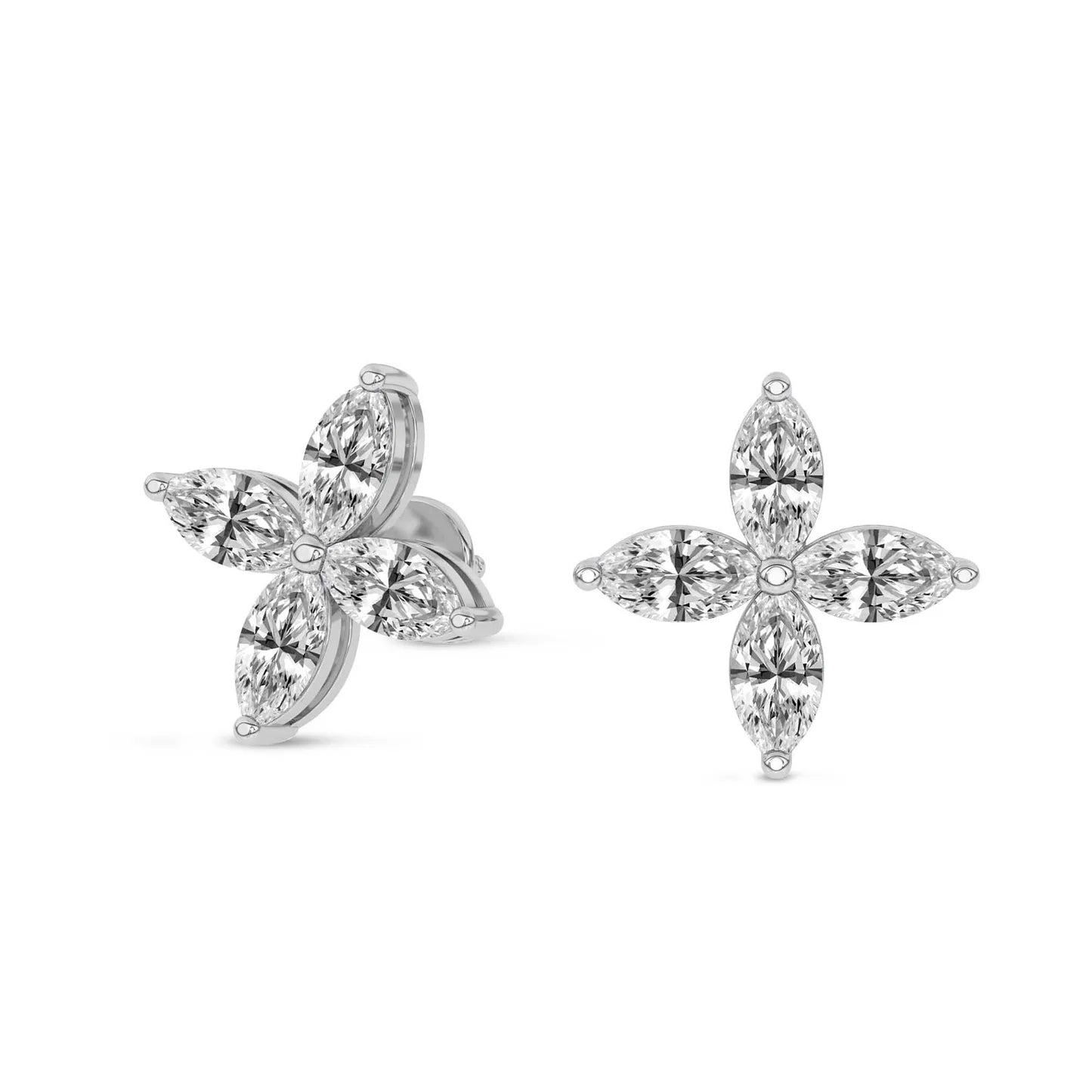 Charmed Clover Flower Fashion Lab Diamond Stud Earrings