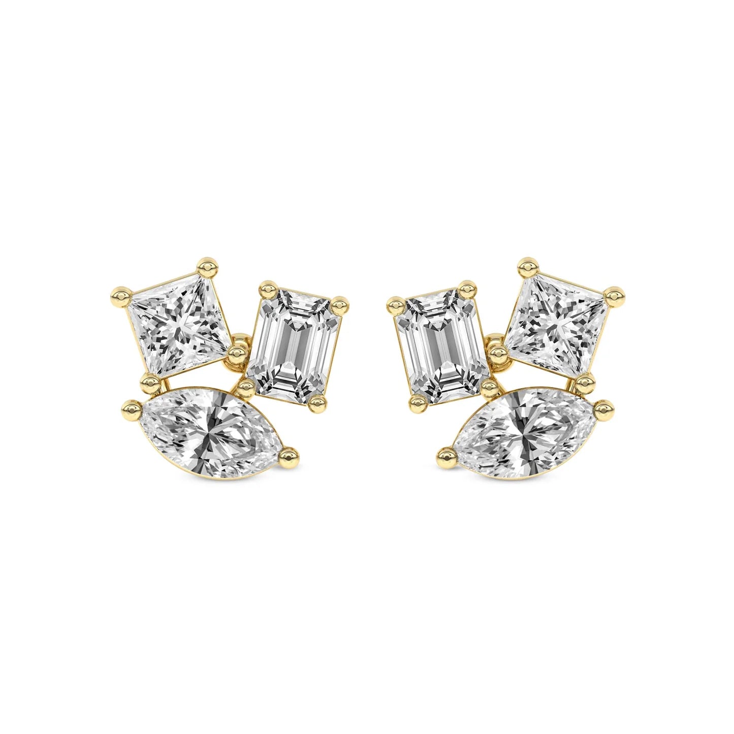 Trillium Flower Fashion Lab Diamond Stud Earrings