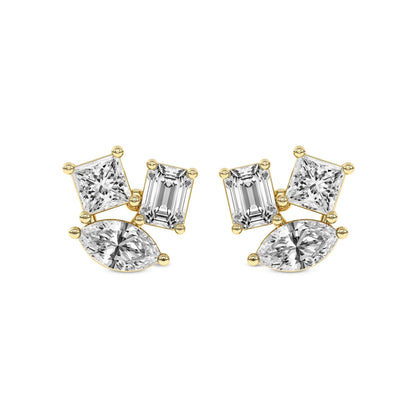 Trillium Flower Fashion Lab Diamond Stud Earrings