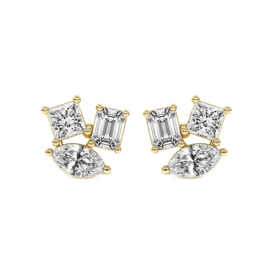 Trillium Flower Fashion Lab Diamond Stud Earrings