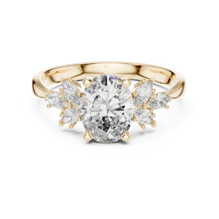 Floral-Inspired Oval Diamond Engagement Ring