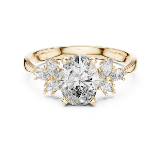 Floral-Inspired Oval Diamond Engagement Ring