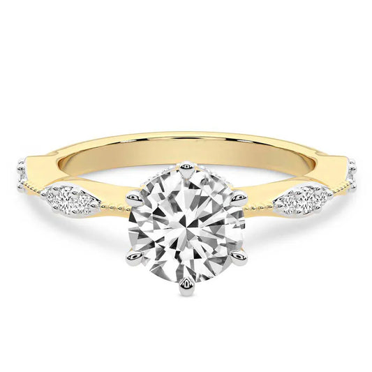 Theodora Six Prong Side Stone Lab Diamond Ring