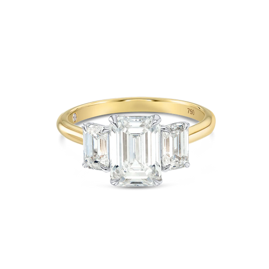 Trilogy Engagement Ring - Emerald Diamond
