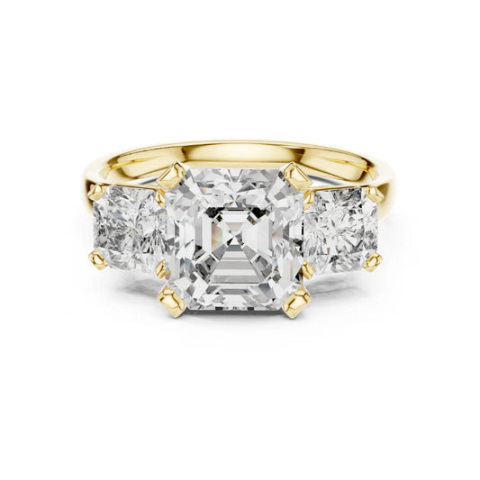 Three-Stone Asscher Cut Diamond Engagement Ring