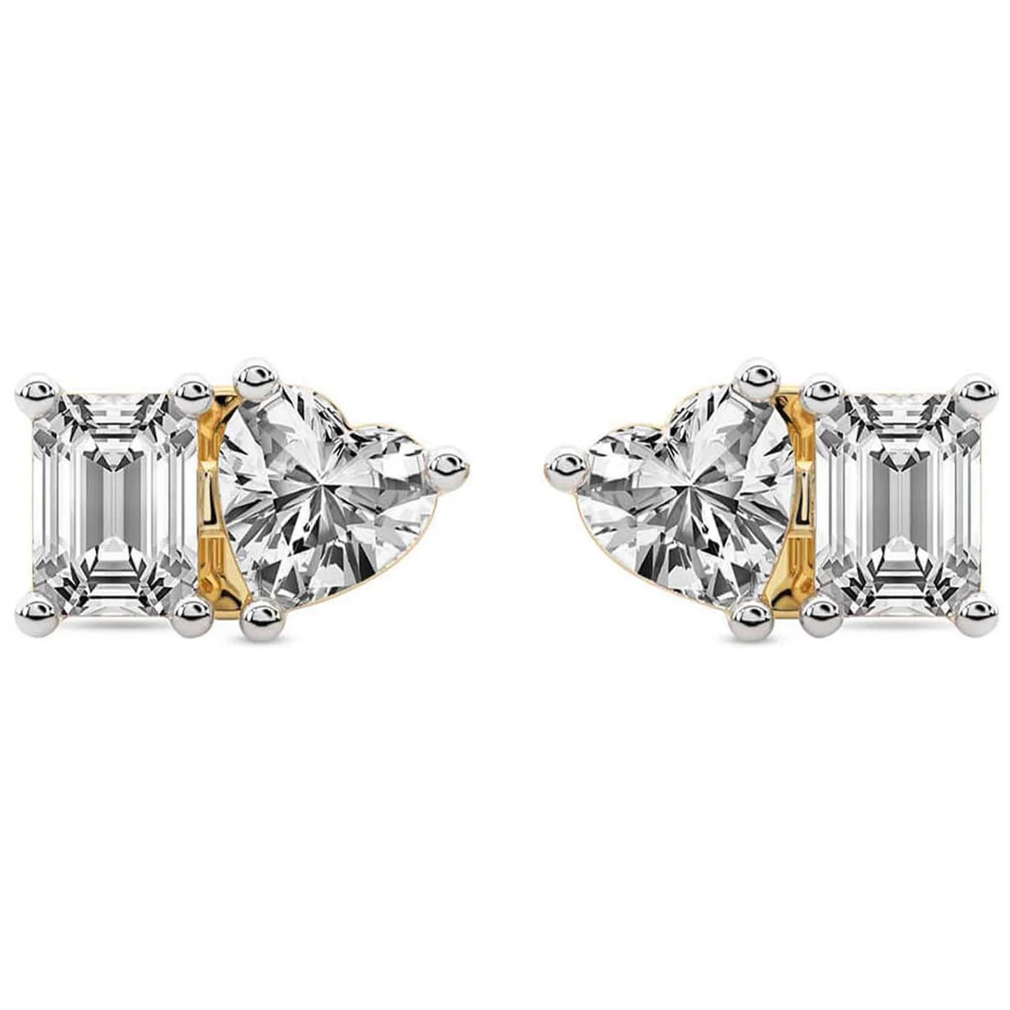 Divine Double Flame Lab Diamond Stud Earrings