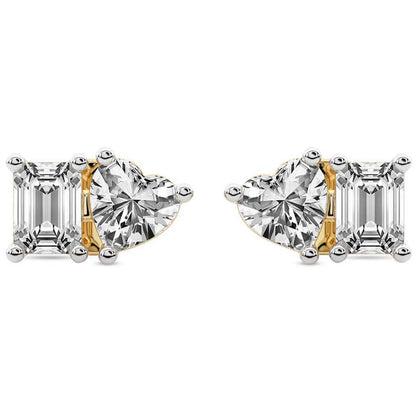Divine Double Flame Lab Diamond Stud Earrings