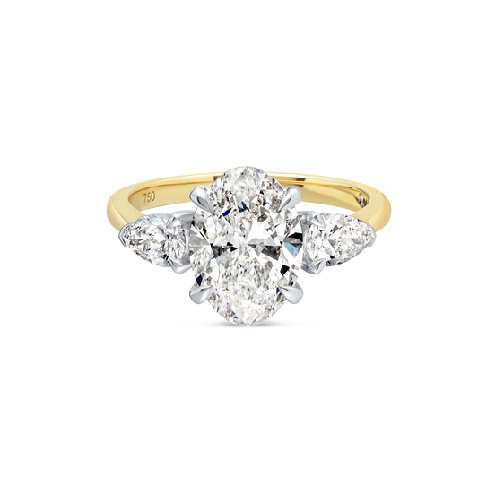 2 Carat Lab Grown Trilogy Engagement Ring - Oval Diamond
