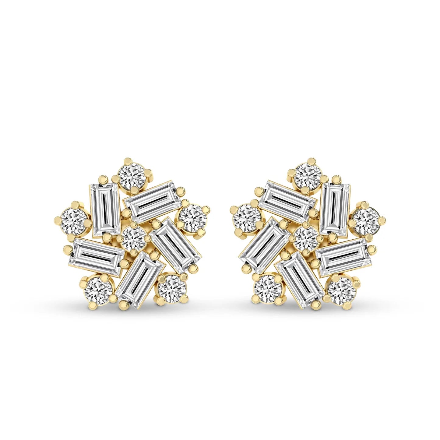 Peony Flower Fashion Lab Diamond Stud Earrings