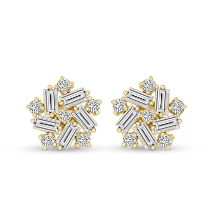 Peony Flower Fashion Lab Diamond Stud Earrings