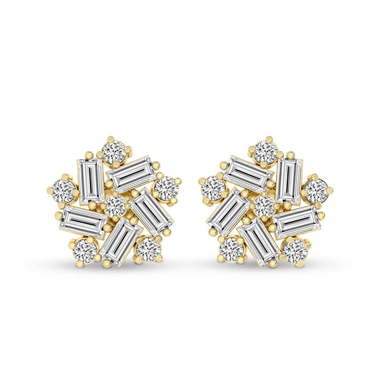 Peony Flower Fashion Lab Diamond Stud Earrings