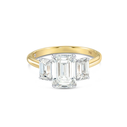 2 Carat Lab-Grown Trilogy Engagement Ring - Emerald Diamond