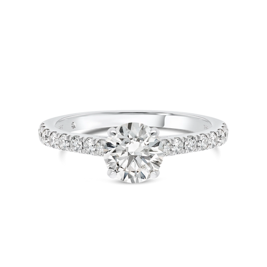 Band Engagement Ring - Round Diamond