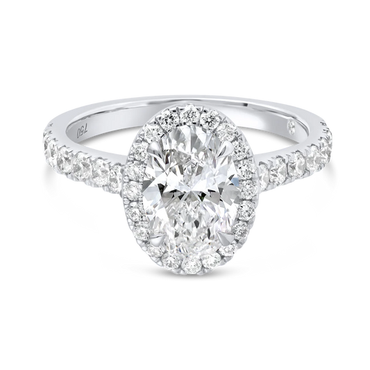 Lab Grown Halo Engagement Ring - Oval Diamond