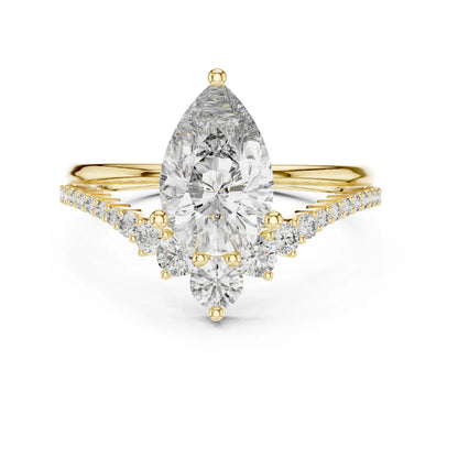 Pear-Cut Diamond Engagement Ring with Curved Pavé Band