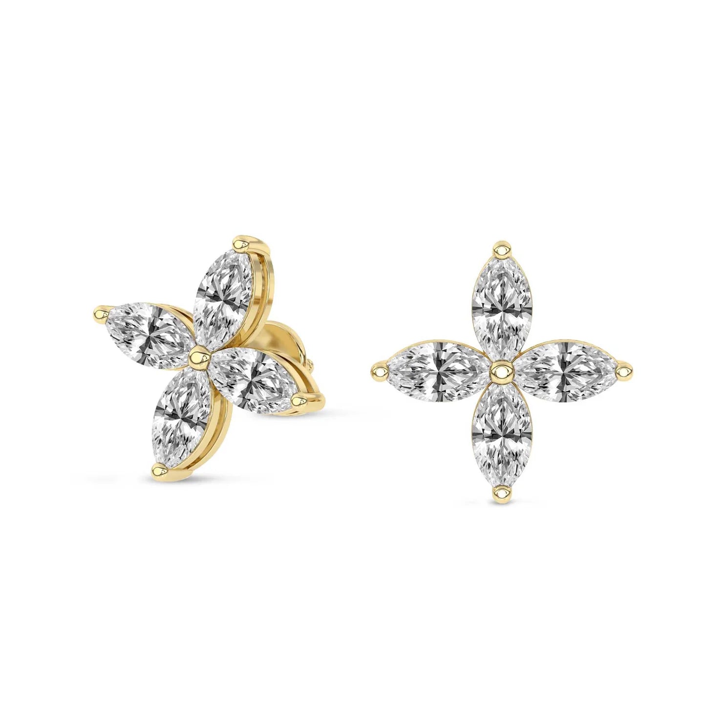 Charmed Clover Flower Fashion Lab Diamond Stud Earrings