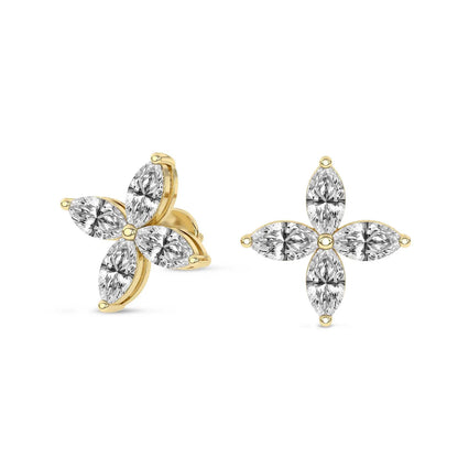 Charmed Clover Flower Fashion Lab Diamond Stud Earrings