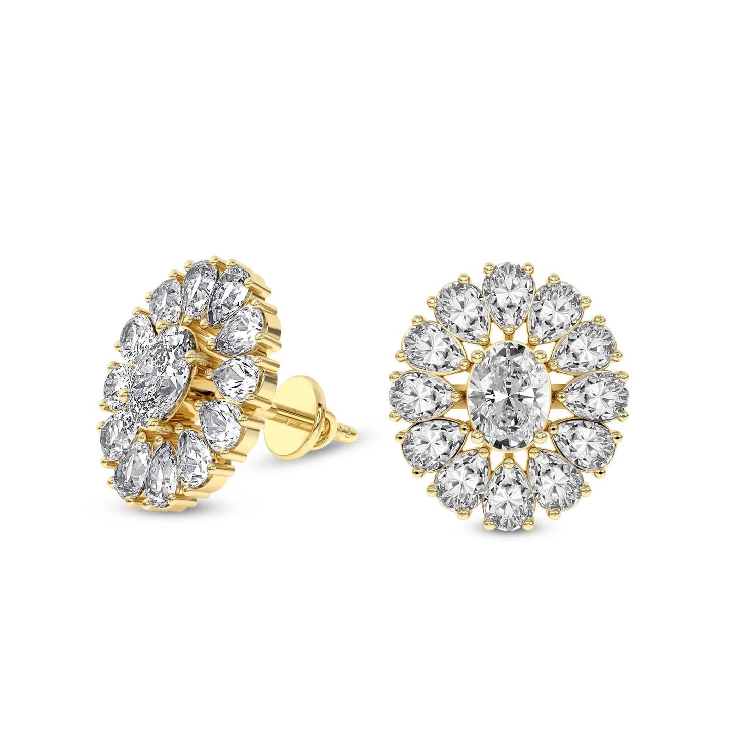 Dahlia Flower Fashion Lab Diamond Stud Earrings