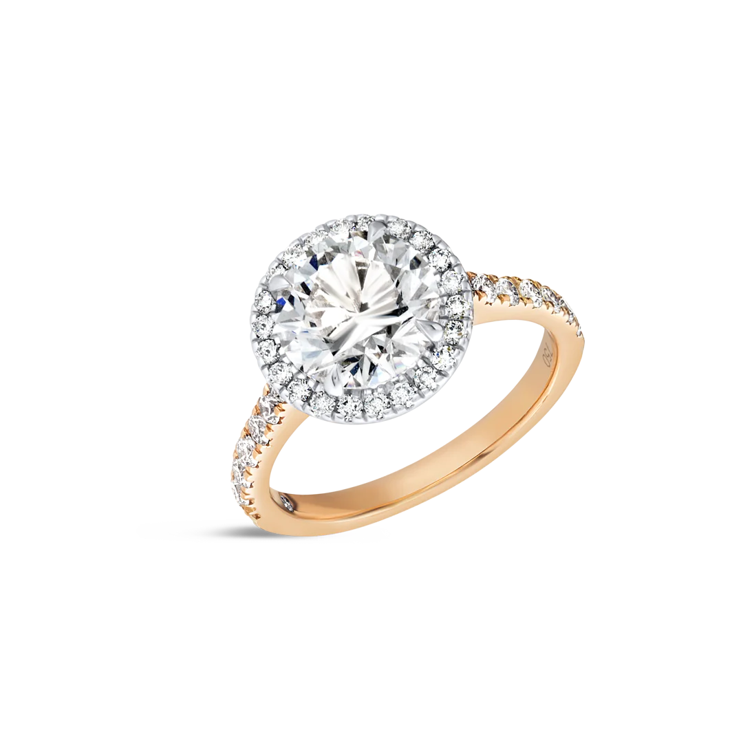 2 Carat Halo Engagement Ring - Round Diamond