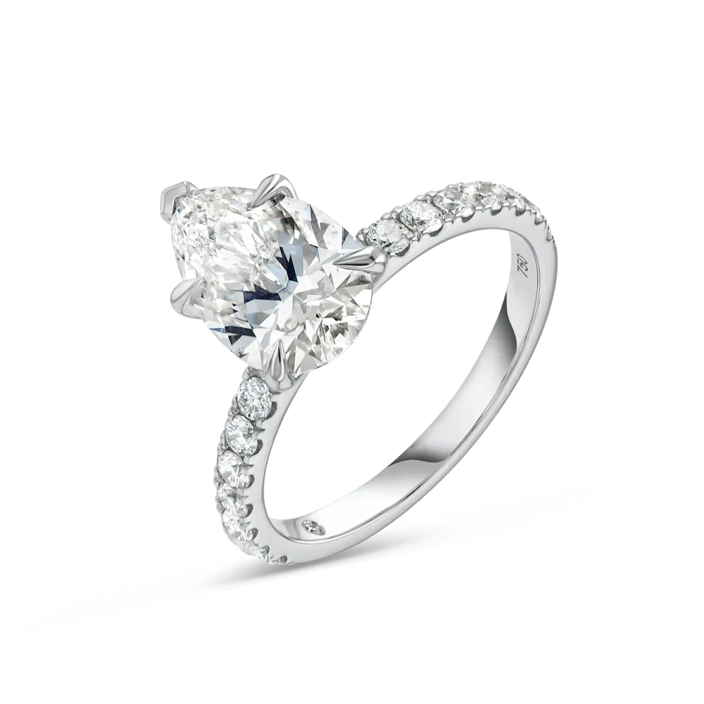2 Carat Lab Grown Diamond Band Engagement Ring - Pear Diamond