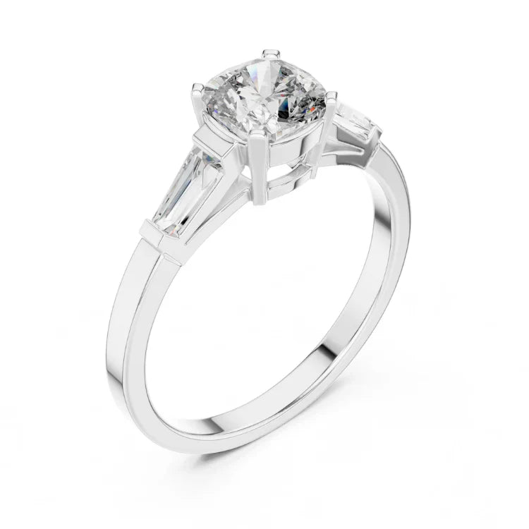 Tapered Baguette Side Stone Engagement Ring