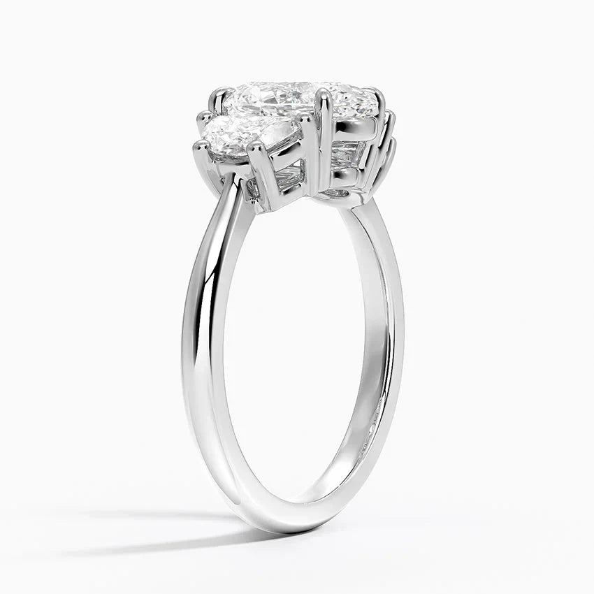 Half Moon Three Stone Diamond Ring