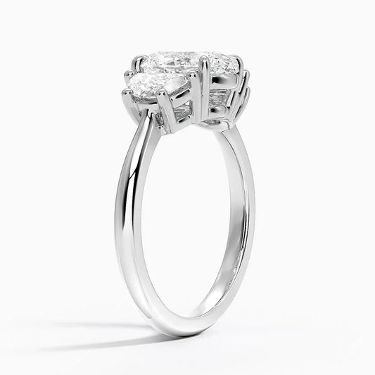 Half Moon Three Stone Diamond Ring