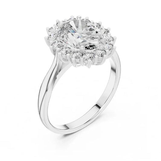 Classic Oval Halo Diamond Engagement Ring