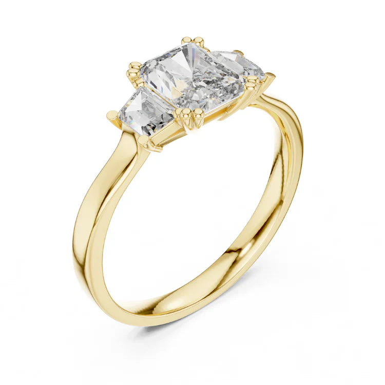 Radiant-Cut Three-Stone Diamond Engagement Ring