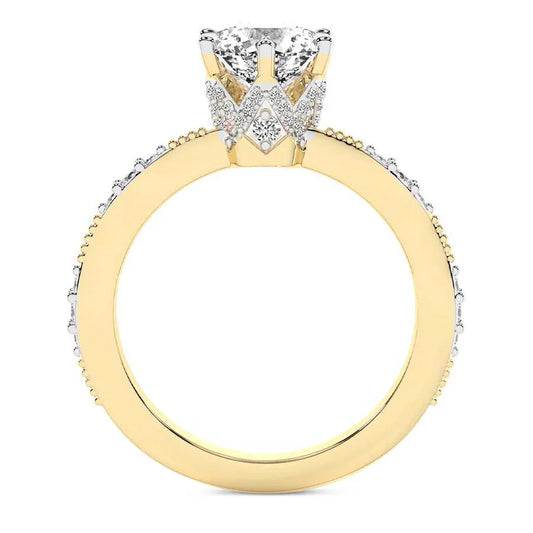 Theodora Six Prong Side Stone Lab Diamond Ring