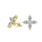 Charmed Clover Flower Fashion Lab Diamond Stud Earrings
