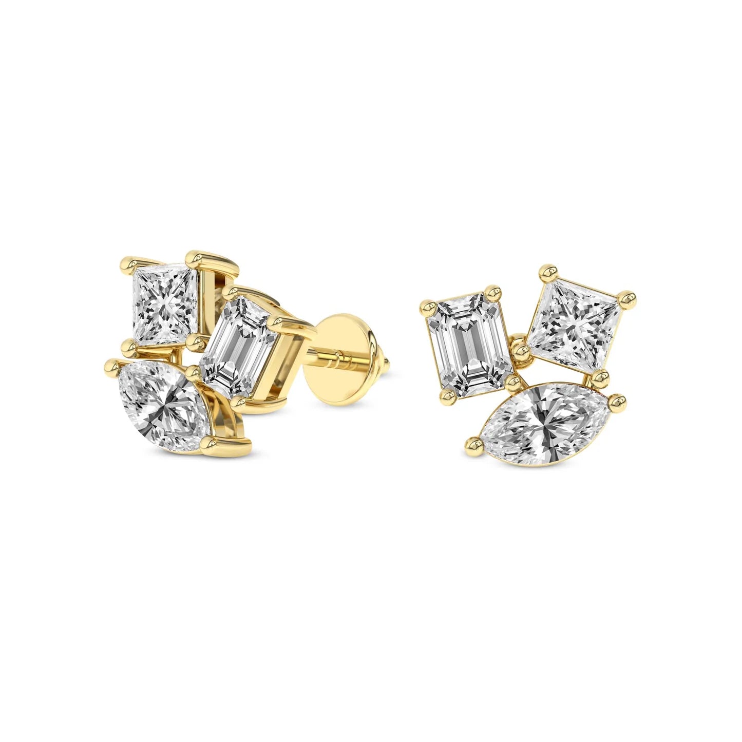 Trillium Flower Fashion Lab Diamond Stud Earrings