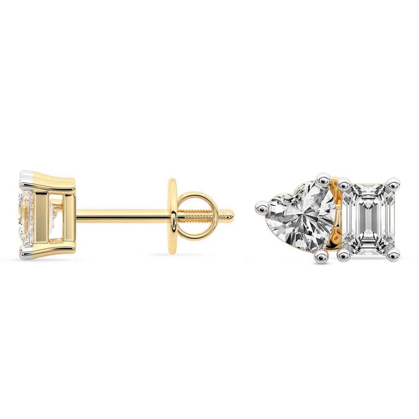 Divine Double Flame Lab Diamond Stud Earrings
