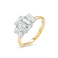 2 Carat Lab-Grown Trilogy Engagement Ring - Emerald Diamond