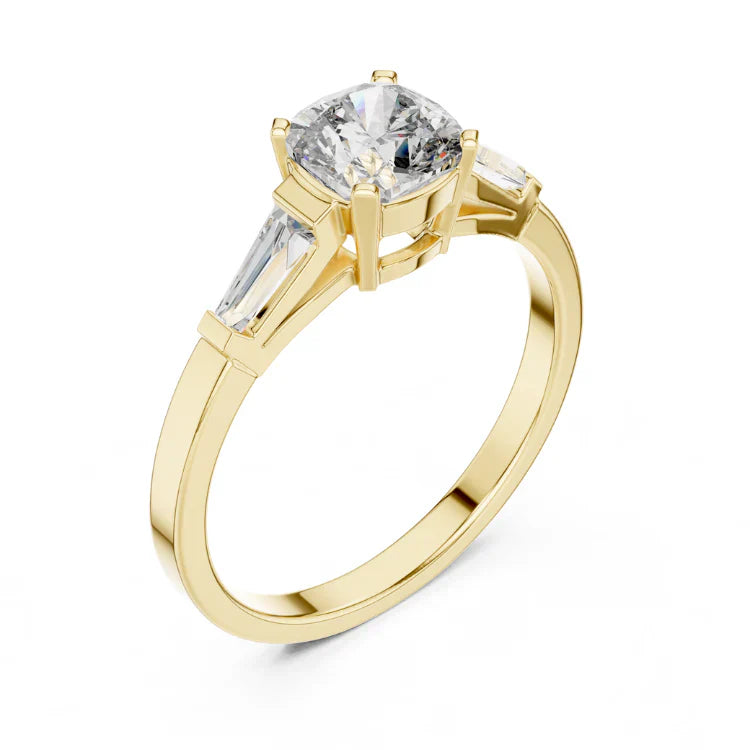 Tapered Baguette Side Stone Engagement Ring