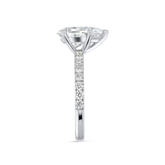 2 Carat Lab Grown Diamond Band Engagement Ring - Pear Diamond