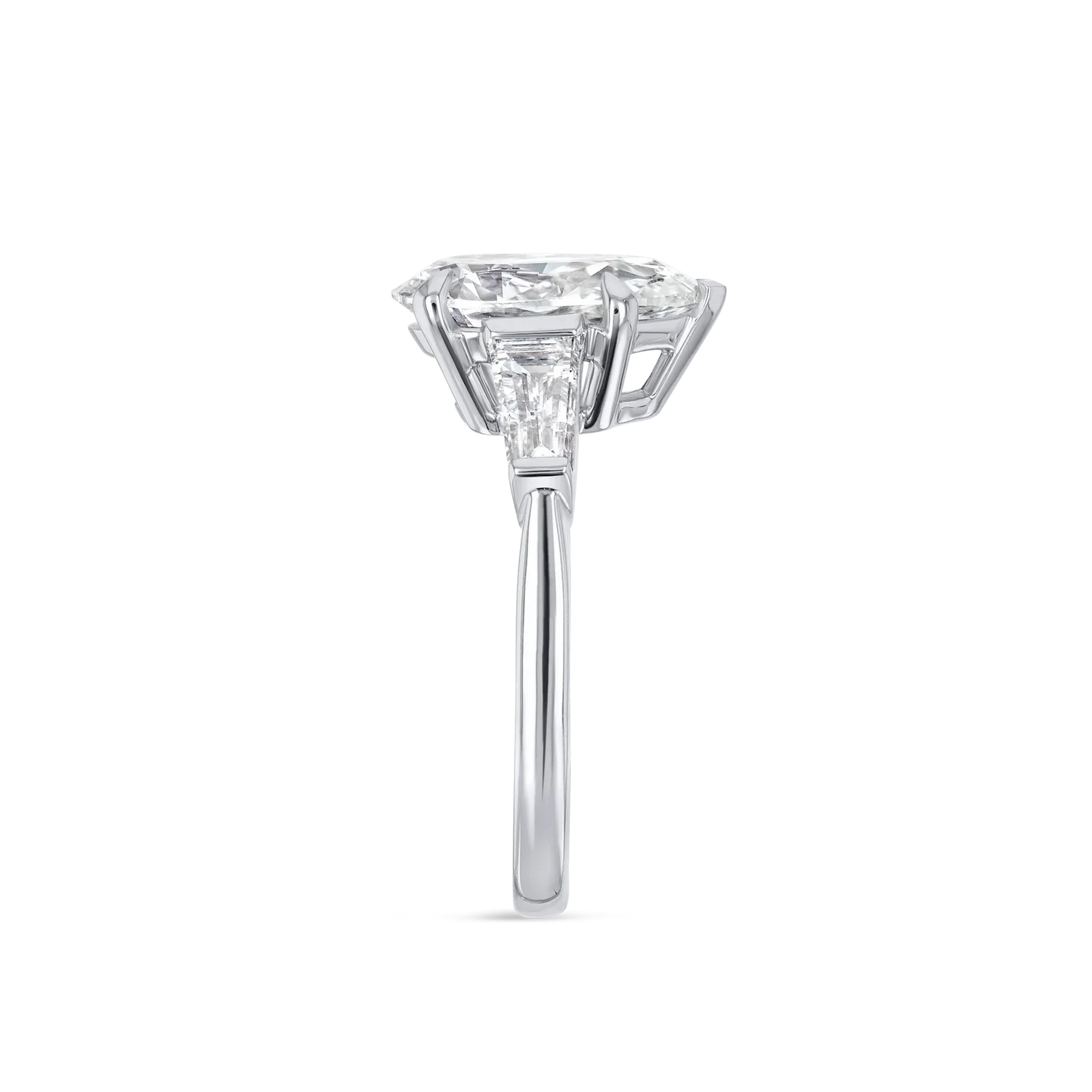 2 Carat Baguette Trilogy Engagement Ring - Pear Diamond