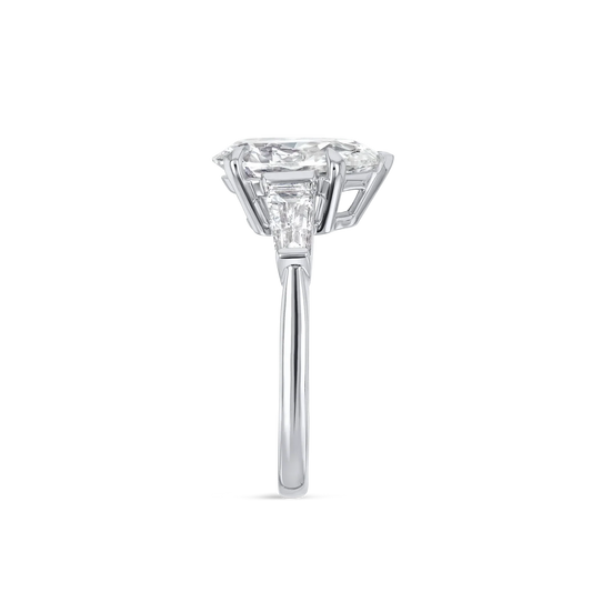 2 Carat Baguette Trilogy Engagement Ring - Pear Diamond