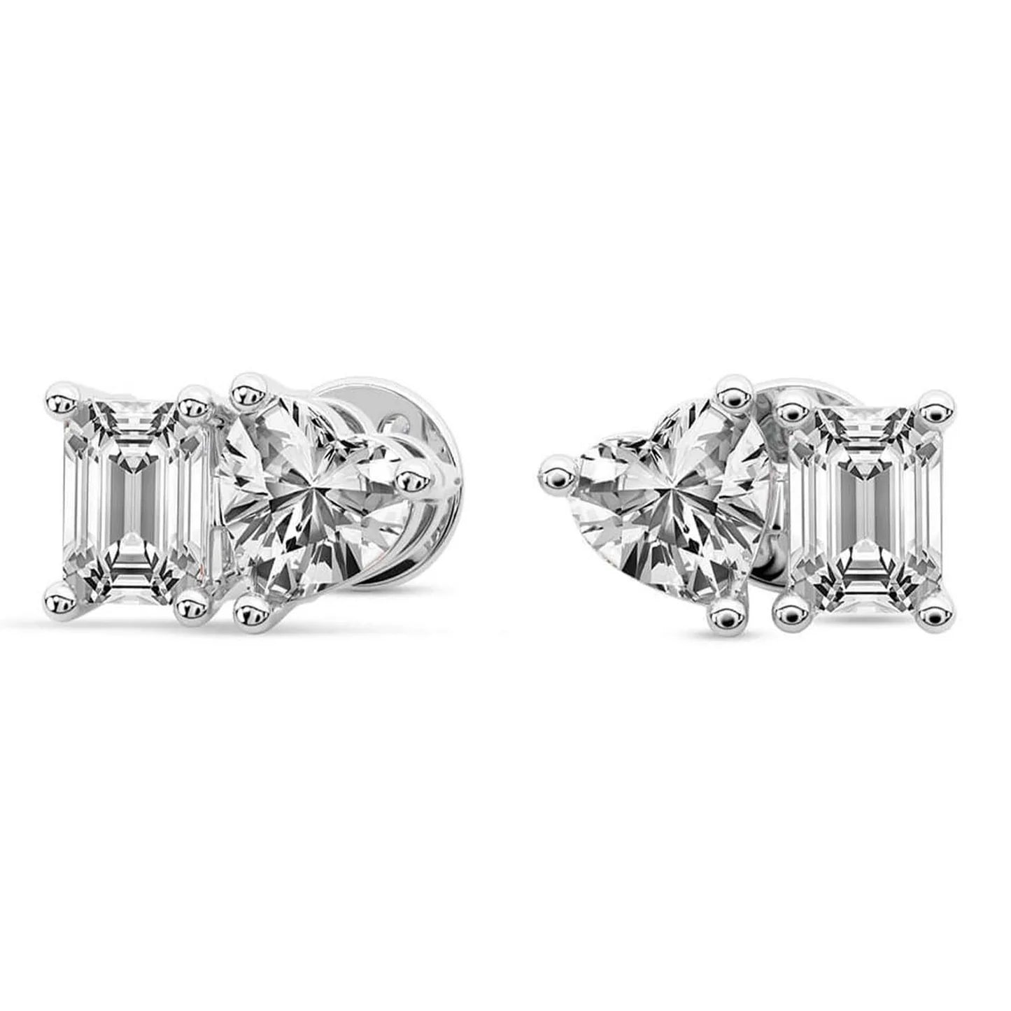 Divine Double Flame Lab Diamond Stud Earrings