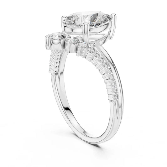 Pear-Cut Diamond Engagement Ring with Curved Pavé Band