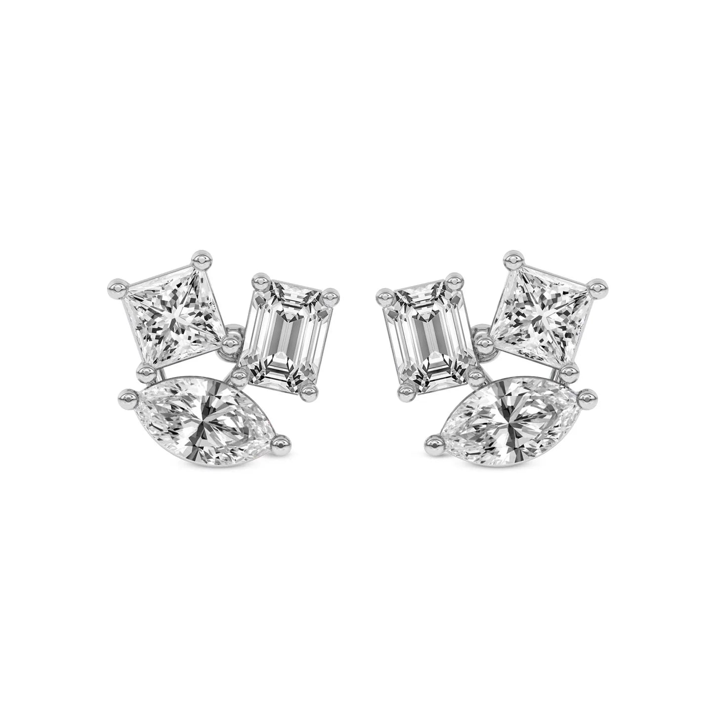 Trillium Flower Fashion Lab Diamond Stud Earrings