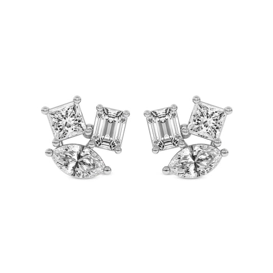 Trillium Flower Fashion Lab Diamond Stud Earrings
