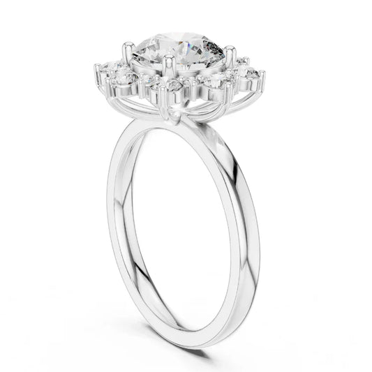 Celestial Bloom Round-Cut Halo Ring