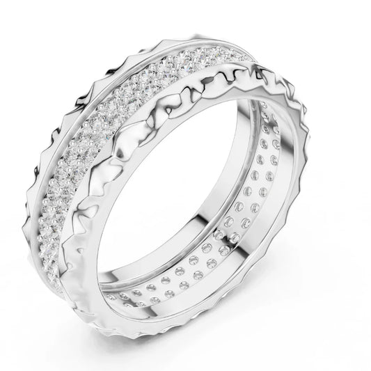 Bold Crater Edge Pavé Diamond Eternity Band