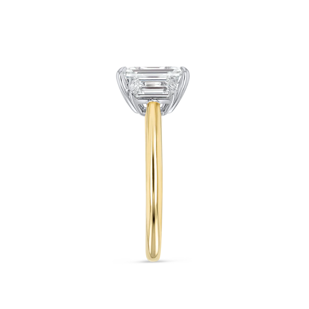 2 Carat Lab-Grown Trilogy Engagement Ring - Emerald Diamond