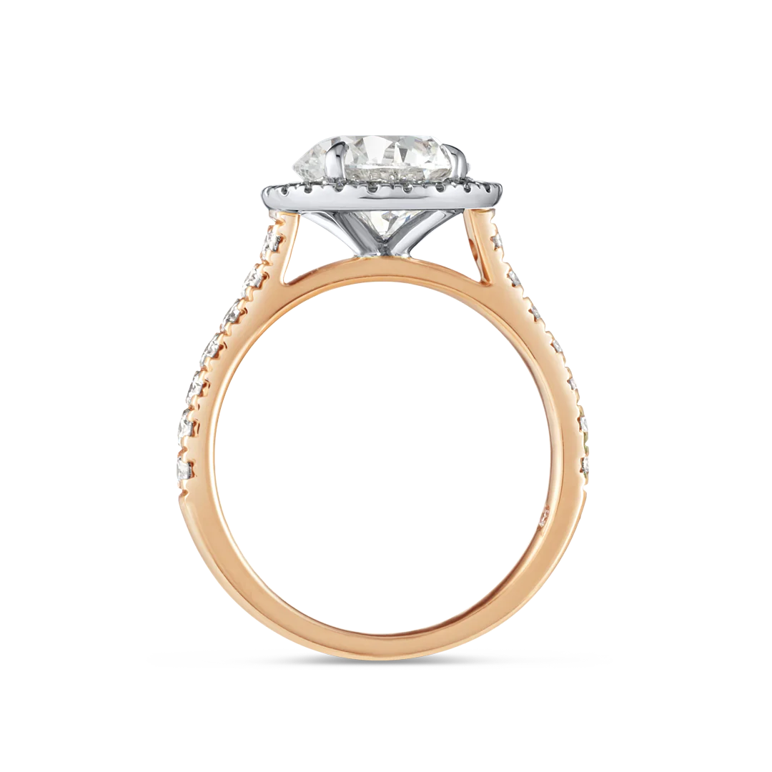 2 Carat Halo Engagement Ring - Round Diamond